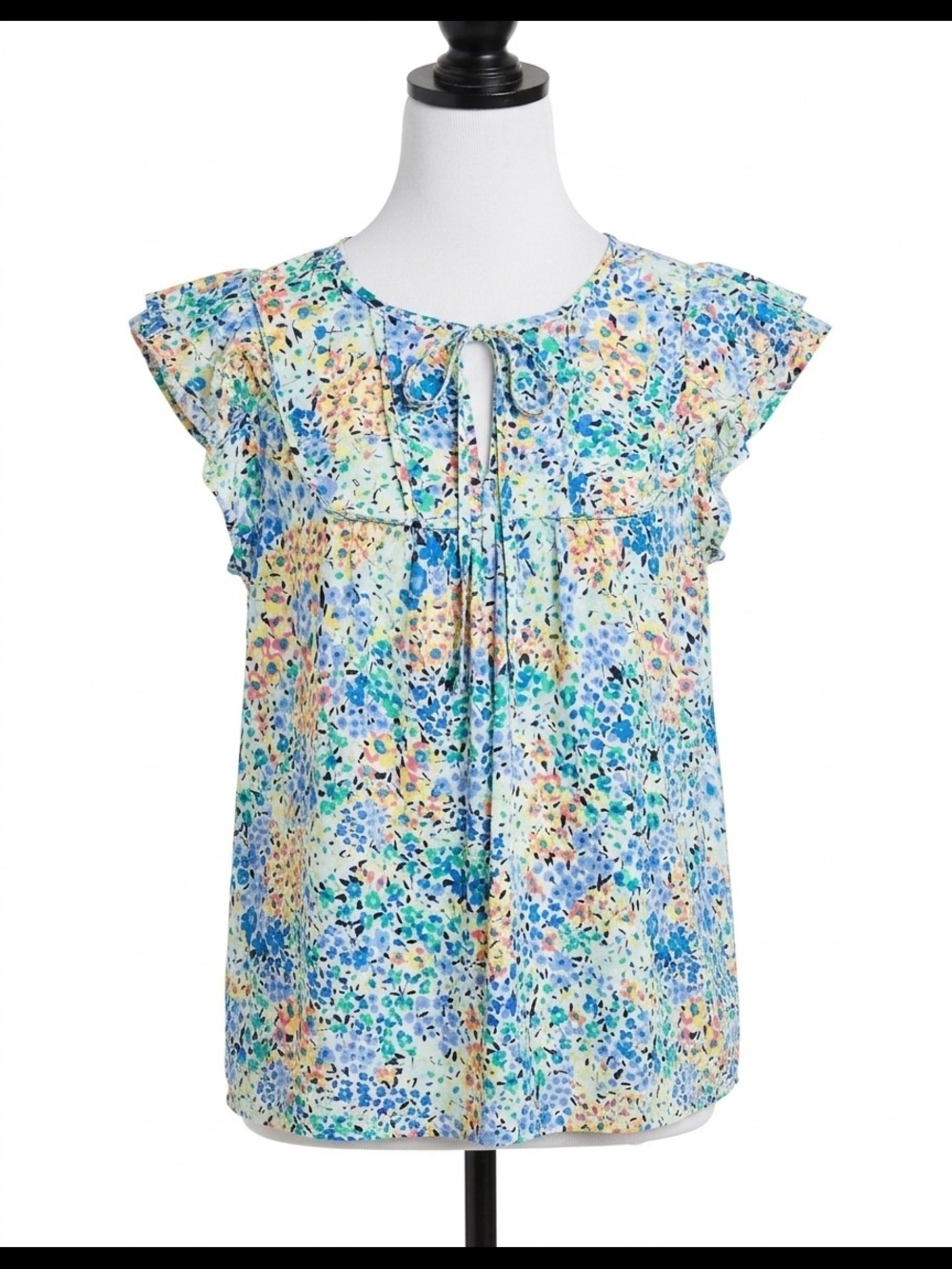 J. Crew Re-Imagined Floral Ruffle Flutter Sleeve Cotton Blouse Top Medium M
